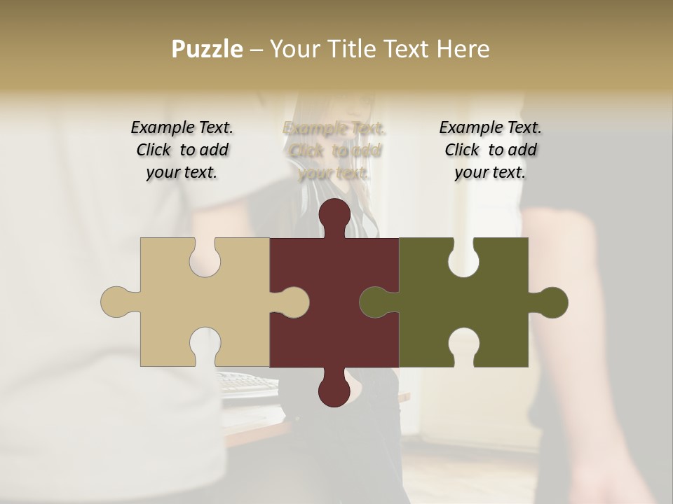 Two Young Men Approaching Young Woman PowerPoint Template