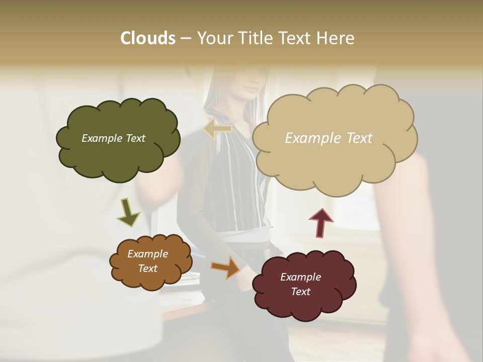 Two Young Men Approaching Young Woman PowerPoint Template