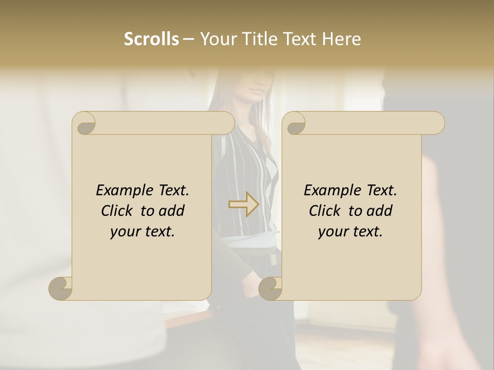 Two Young Men Approaching Young Woman PowerPoint Template