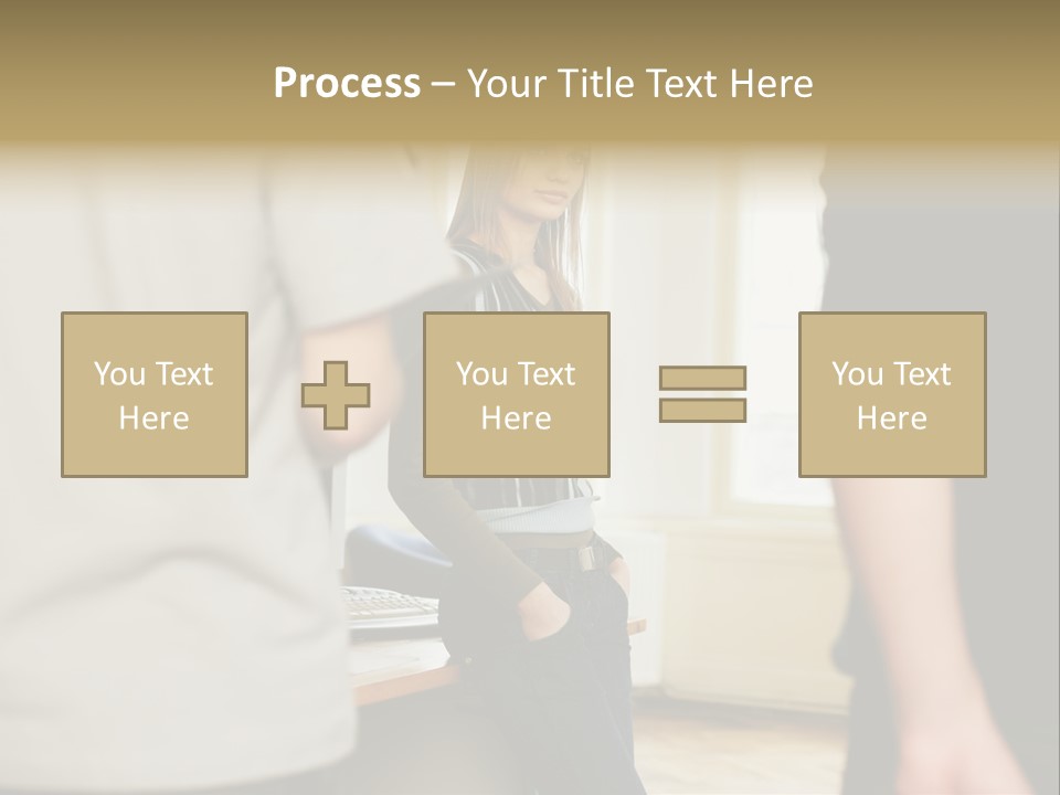 Two Young Men Approaching Young Woman PowerPoint Template