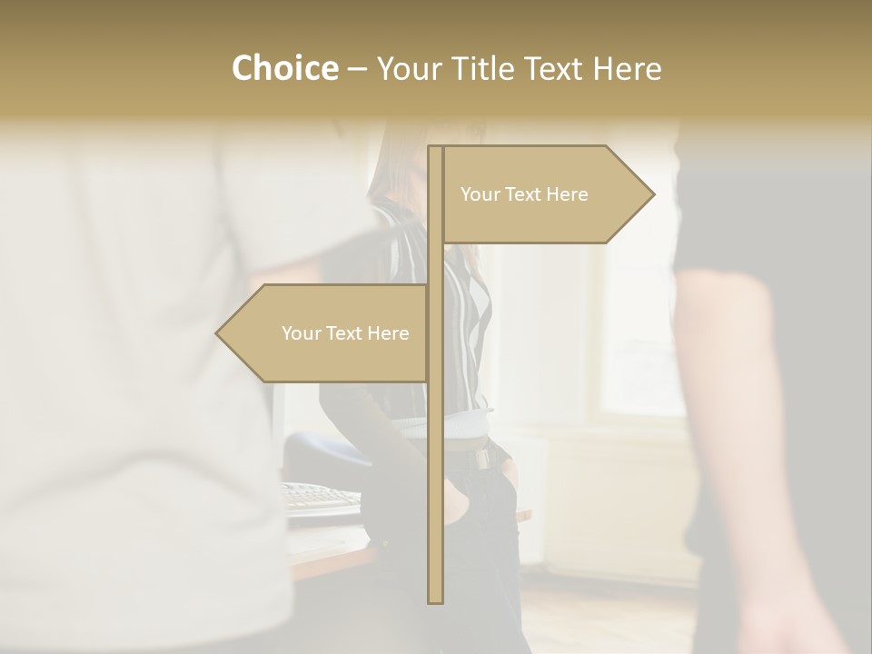 Two Young Men Approaching Young Woman PowerPoint Template