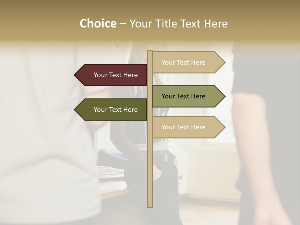 Two Young Men Approaching Young Woman PowerPoint Template