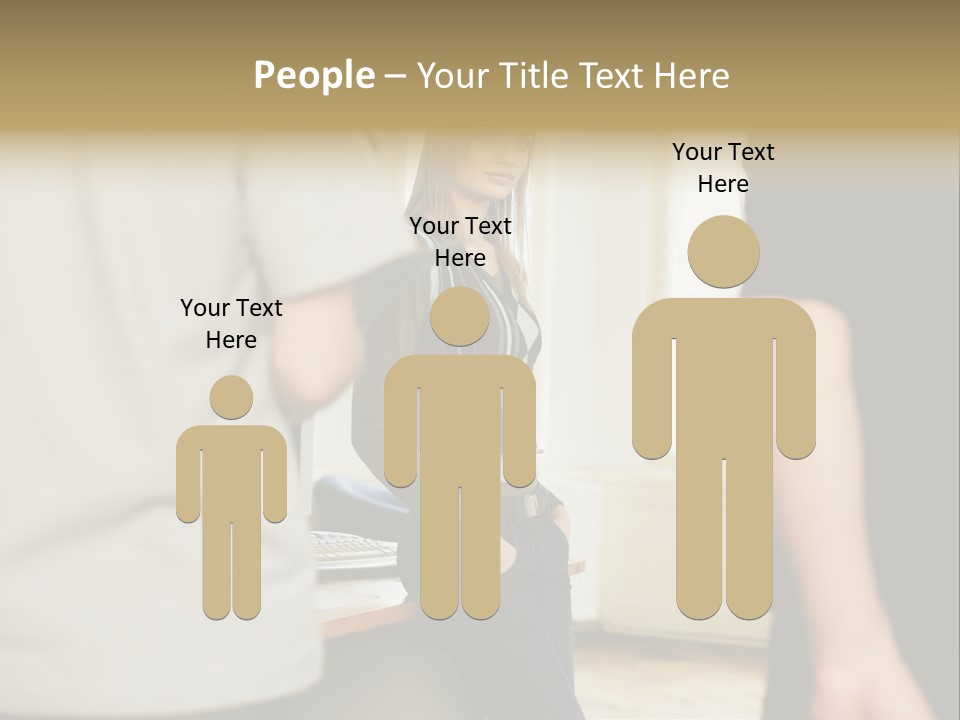 Two Young Men Approaching Young Woman PowerPoint Template