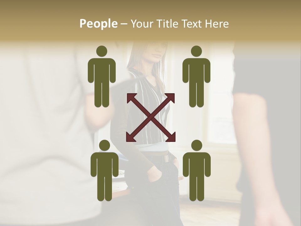 Two Young Men Approaching Young Woman PowerPoint Template