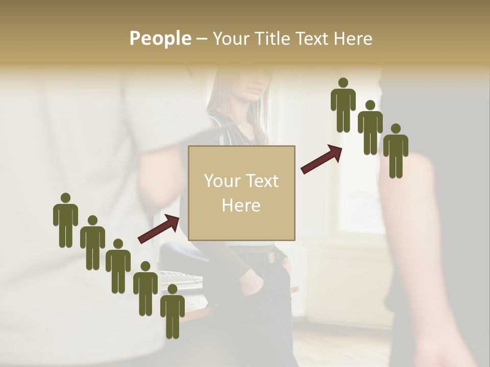 Two Young Men Approaching Young Woman PowerPoint Template