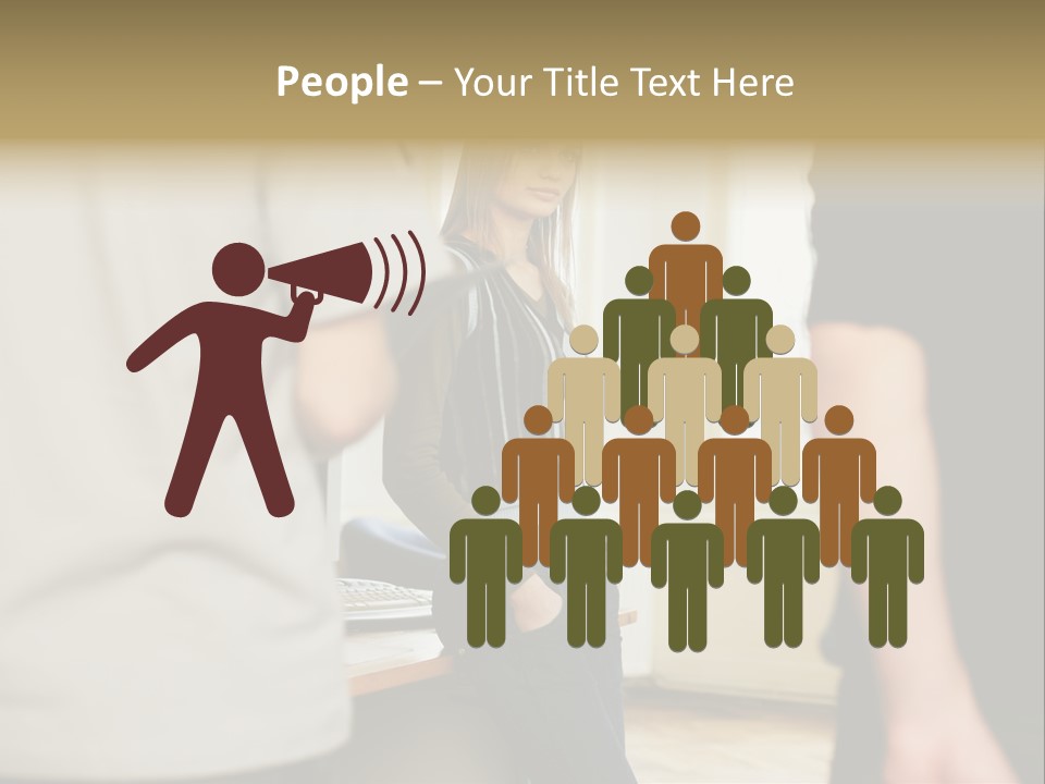 Two Young Men Approaching Young Woman PowerPoint Template