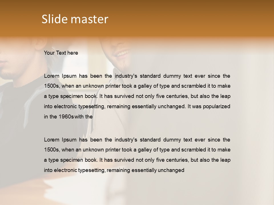 Man Looking Over Colleague's Shoulder PowerPoint Template