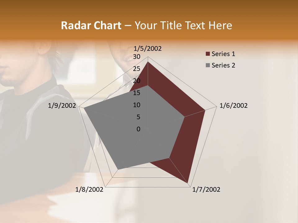 Man Looking Over Colleague's Shoulder PowerPoint Template