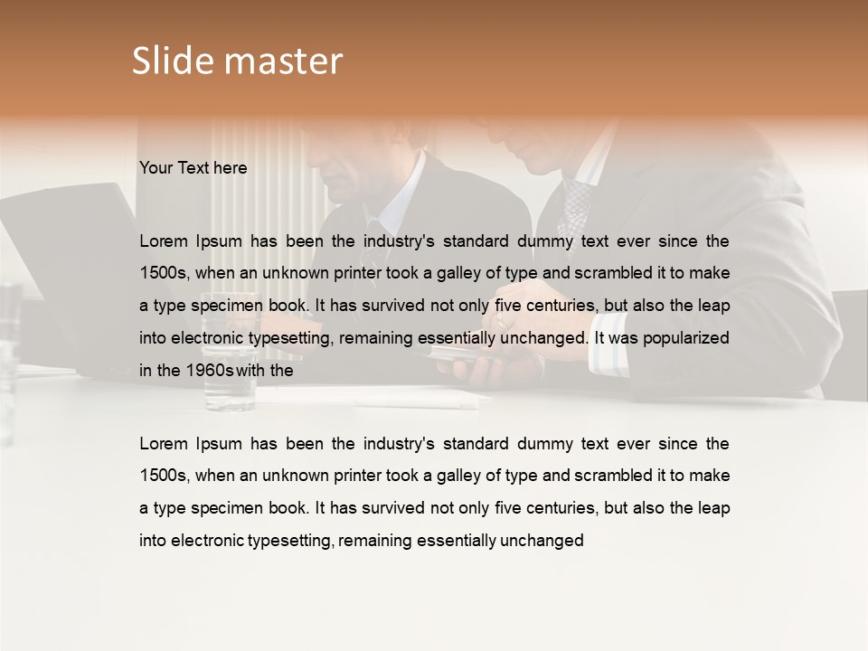 Businessmen Using Laptop And Palmtop PowerPoint Template