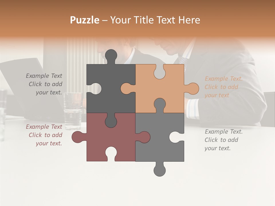 Businessmen Using Laptop And Palmtop PowerPoint Template