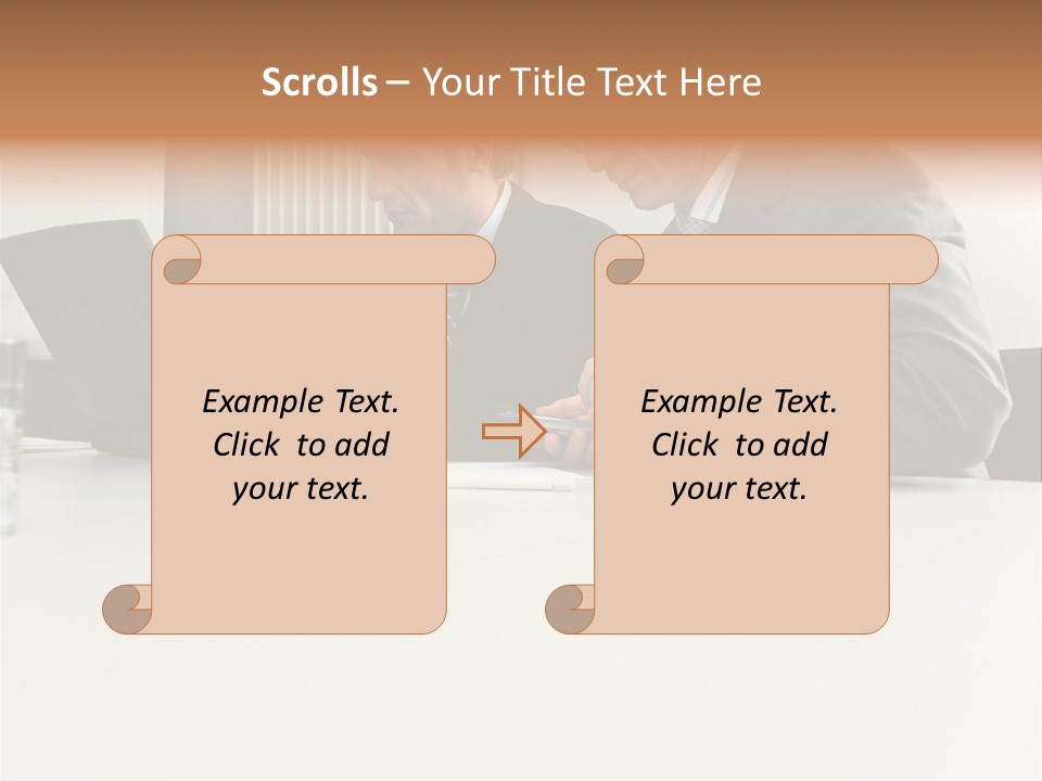 Businessmen Using Laptop And Palmtop PowerPoint Template