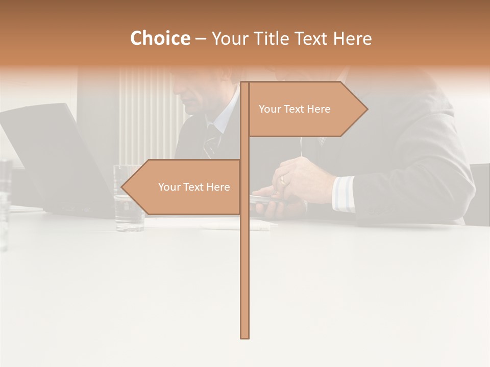 Businessmen Using Laptop And Palmtop PowerPoint Template