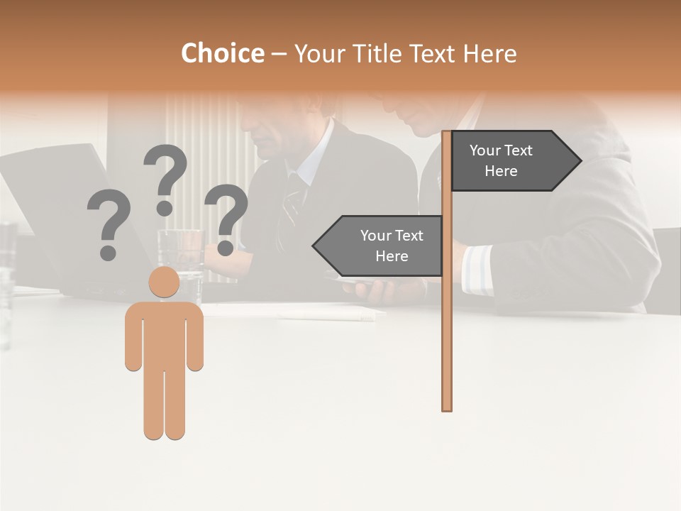 Businessmen Using Laptop And Palmtop PowerPoint Template