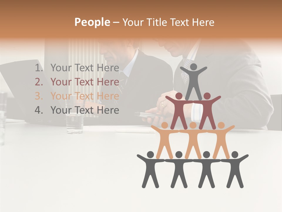 Businessmen Using Laptop And Palmtop PowerPoint Template