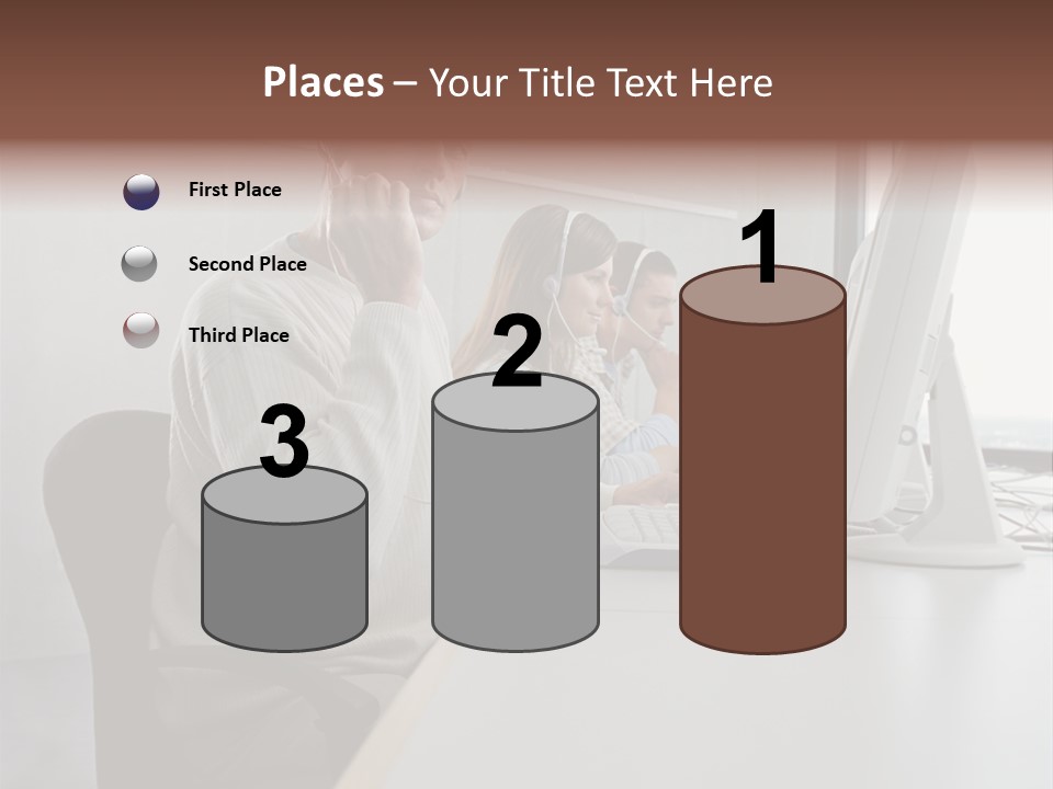 Three Call Centre Operators PowerPoint Template