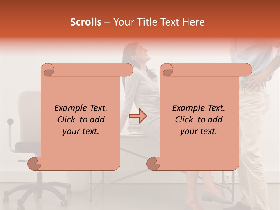 Two Office Workers Flirting PowerPoint Template