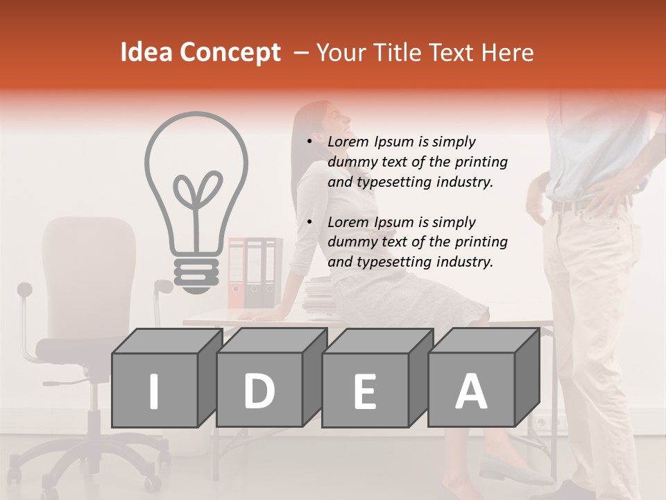 Two Office Workers Flirting PowerPoint Template