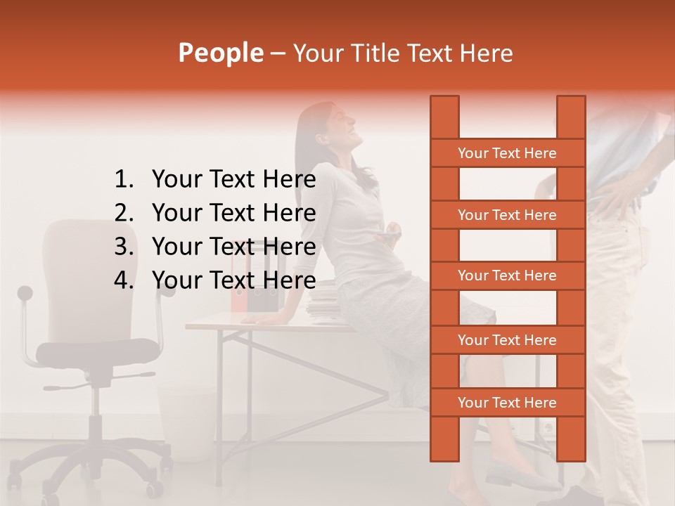 Two Office Workers Flirting PowerPoint Template