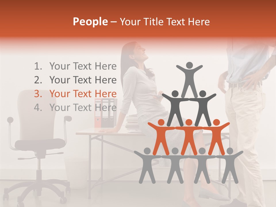 Two Office Workers Flirting PowerPoint Template