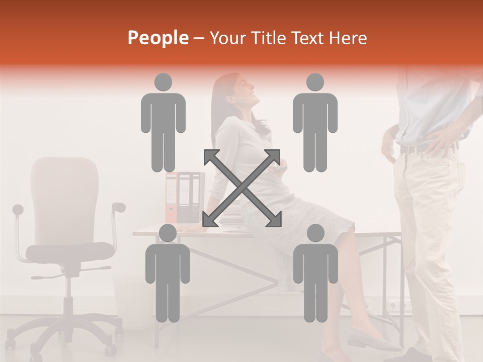 Two Office Workers Flirting PowerPoint Template