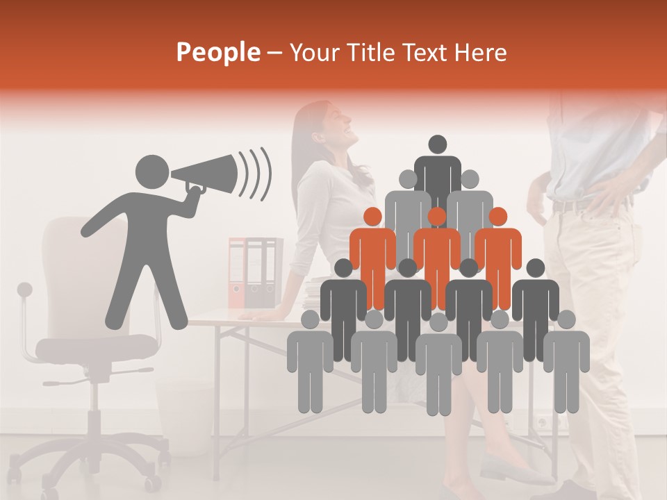 Two Office Workers Flirting PowerPoint Template