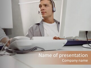 Male Call Centre Operator PowerPoint Template