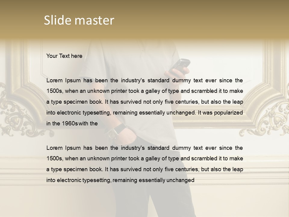 Man Reading A Text Message PowerPoint Template