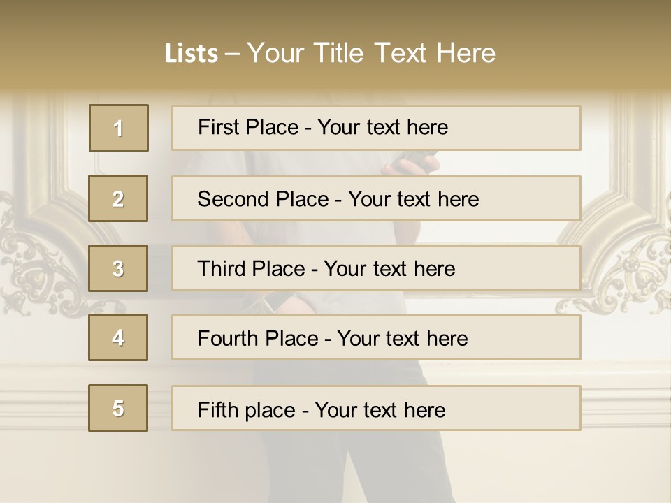 Man Reading A Text Message PowerPoint Template