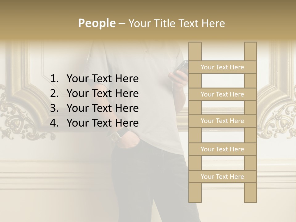 Man Reading A Text Message PowerPoint Template