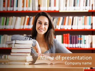 Learning College Student Sitting PowerPoint Template