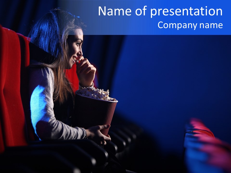 Viewer Daydreaming Pop Corn PowerPoint Template