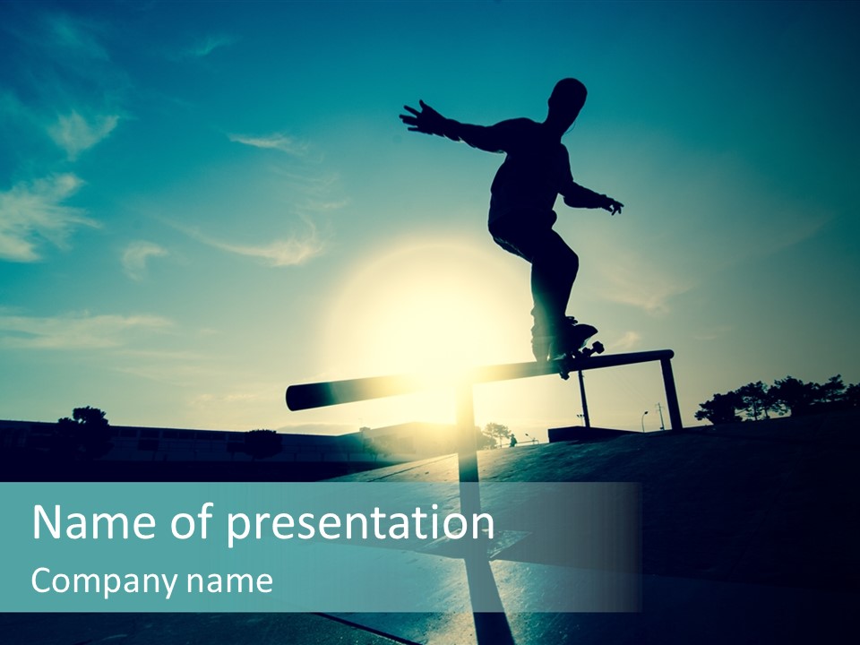 Skateboard Young Boy PowerPoint Template