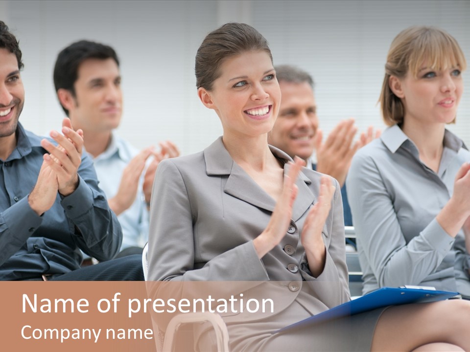 Corporate Woman Congratulating PowerPoint Template