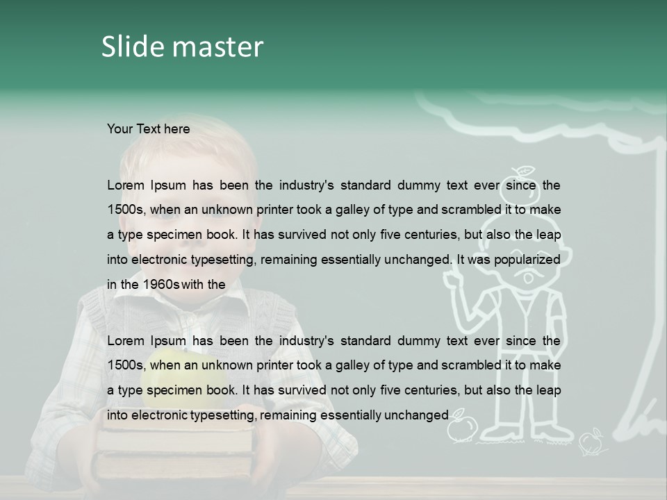 Schoolboy Kid Think PowerPoint Template
