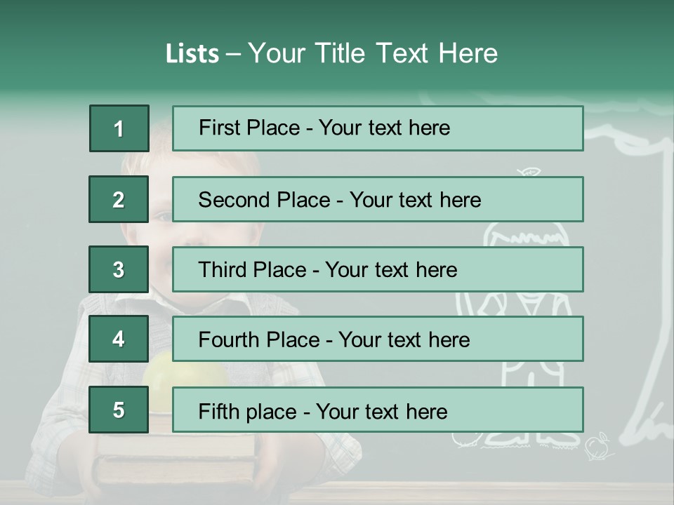 Schoolboy Kid Think PowerPoint Template