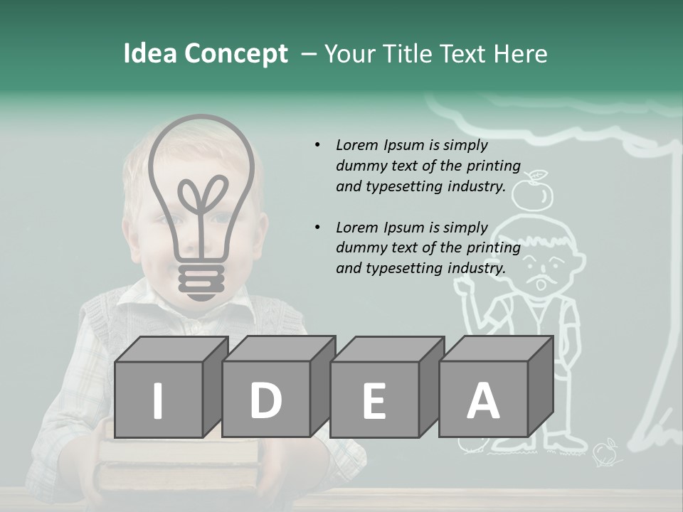 Schoolboy Kid Think PowerPoint Template