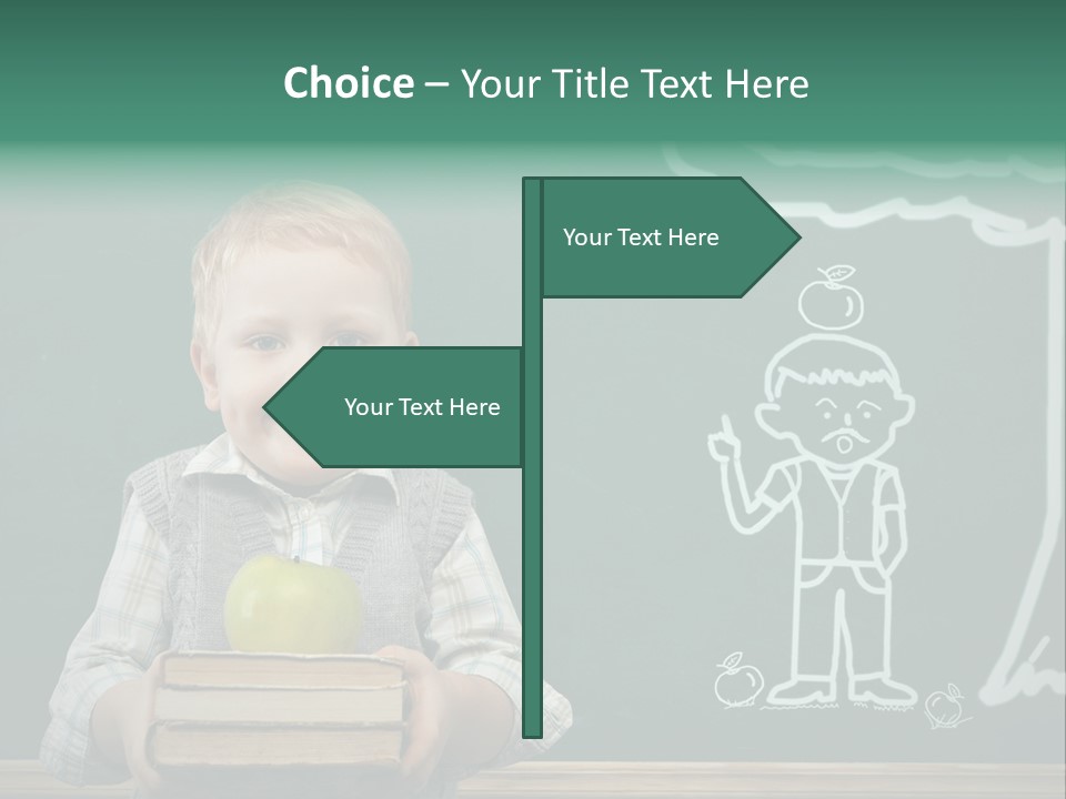 Schoolboy Kid Think PowerPoint Template
