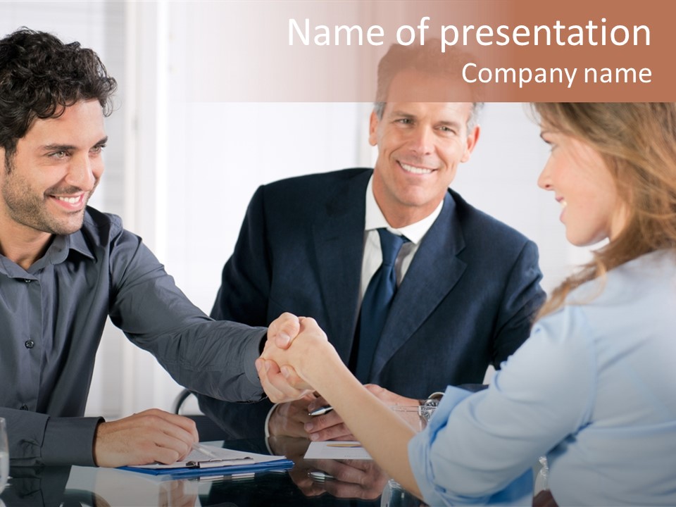 Hispanic Smile Handshake PowerPoint Template