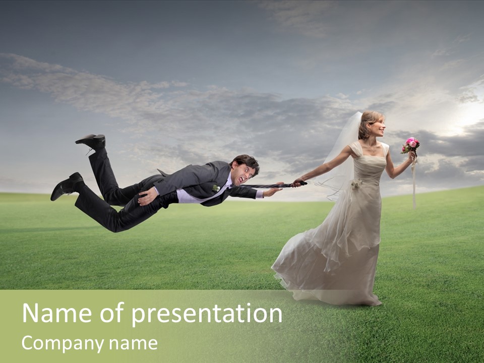 Hold Marriage Landscaped PowerPoint Template