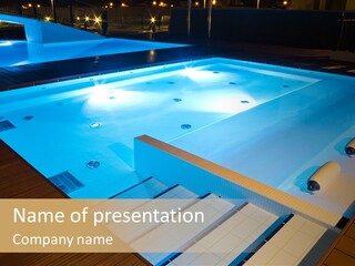 Illuminated Pool Poolside PowerPoint Template