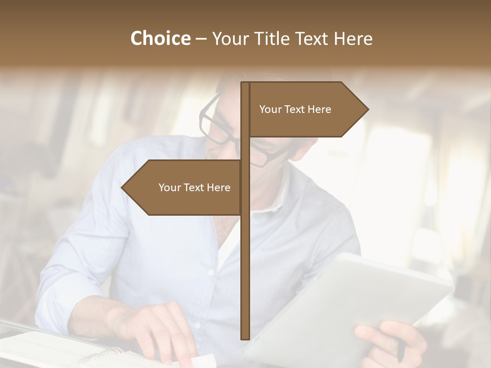 Blue Shirt Office Home Office PowerPoint Template