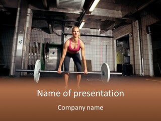 Barbell Athlete Woman PowerPoint Template