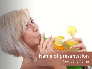 Woman Drinking Summer PowerPoint Template