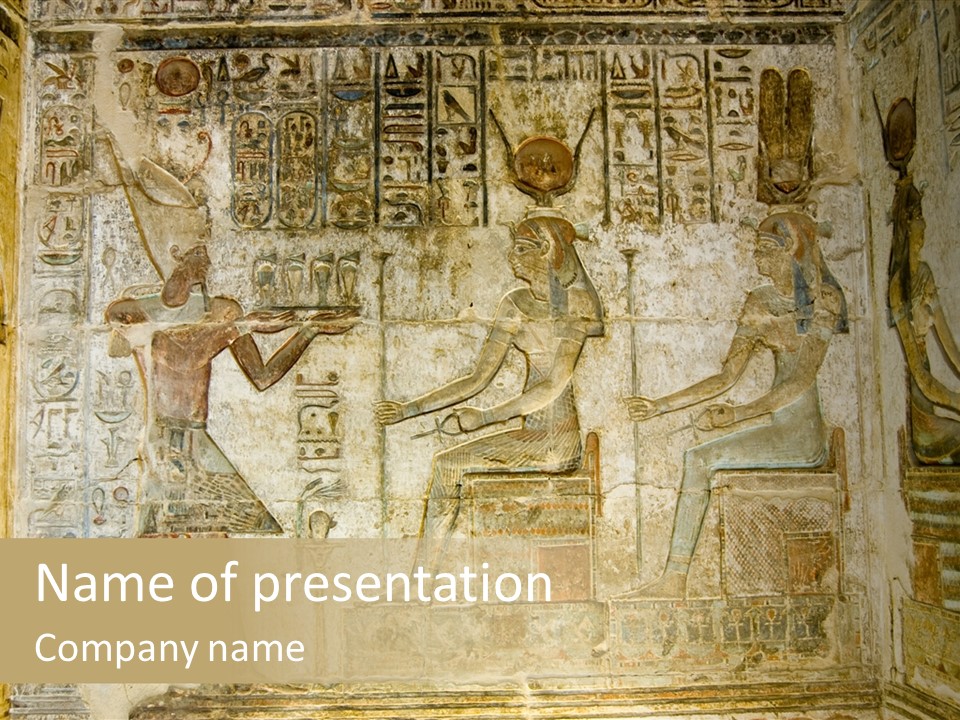 Hathor Bas Relief Pharaoh PowerPoint Template