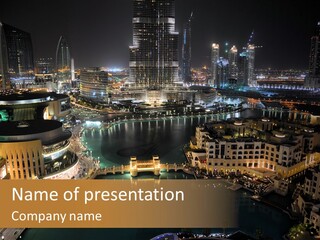 Lake Dubai Illumination PowerPoint Template