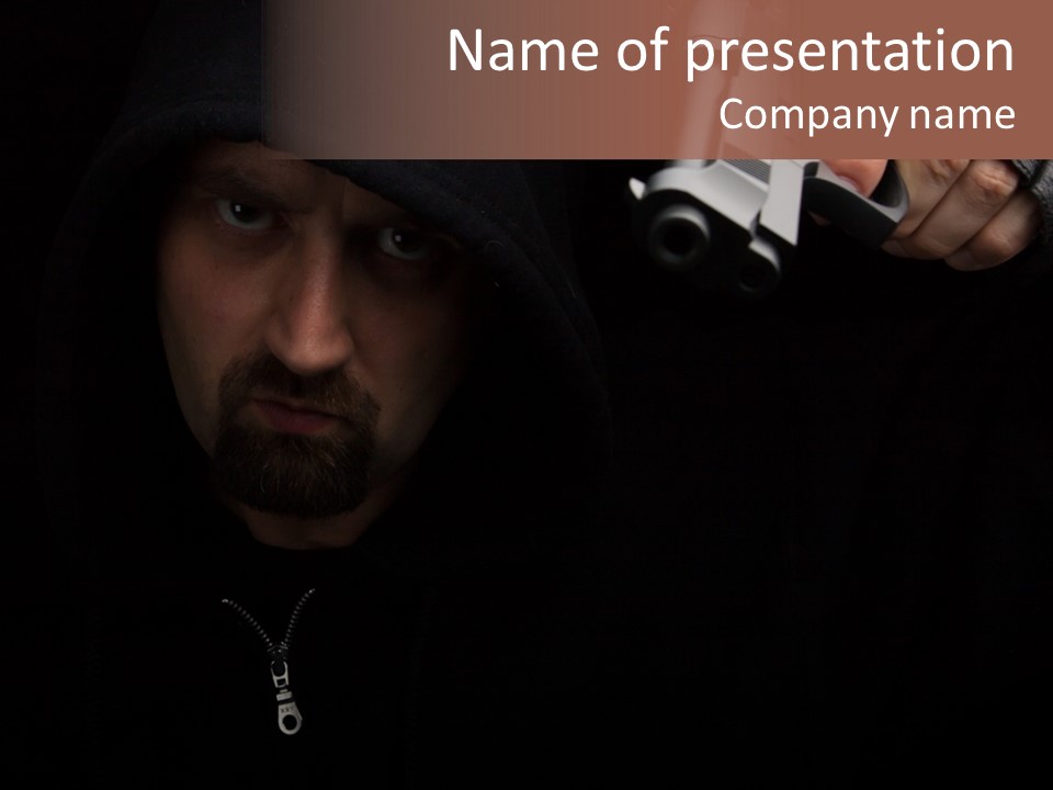 Holding Hijacker Gun PowerPoint Template