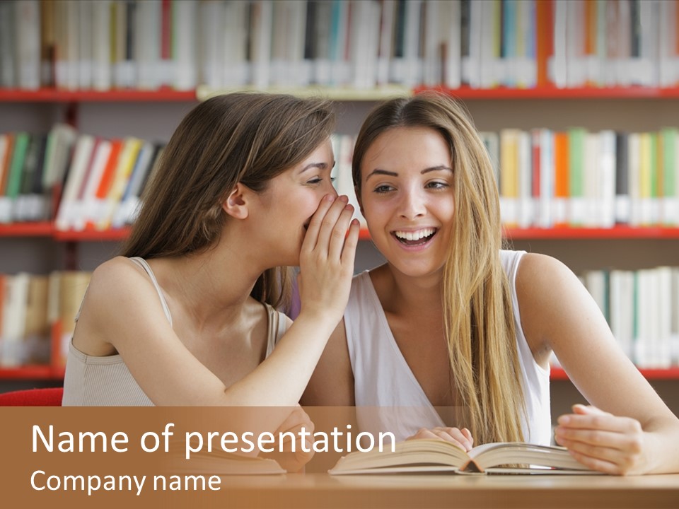 People Library Teenage Girls PowerPoint Template