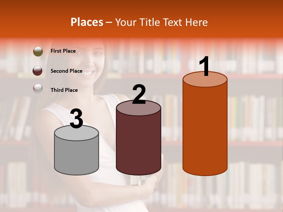 Library Bookshelf Long Hair PowerPoint Template