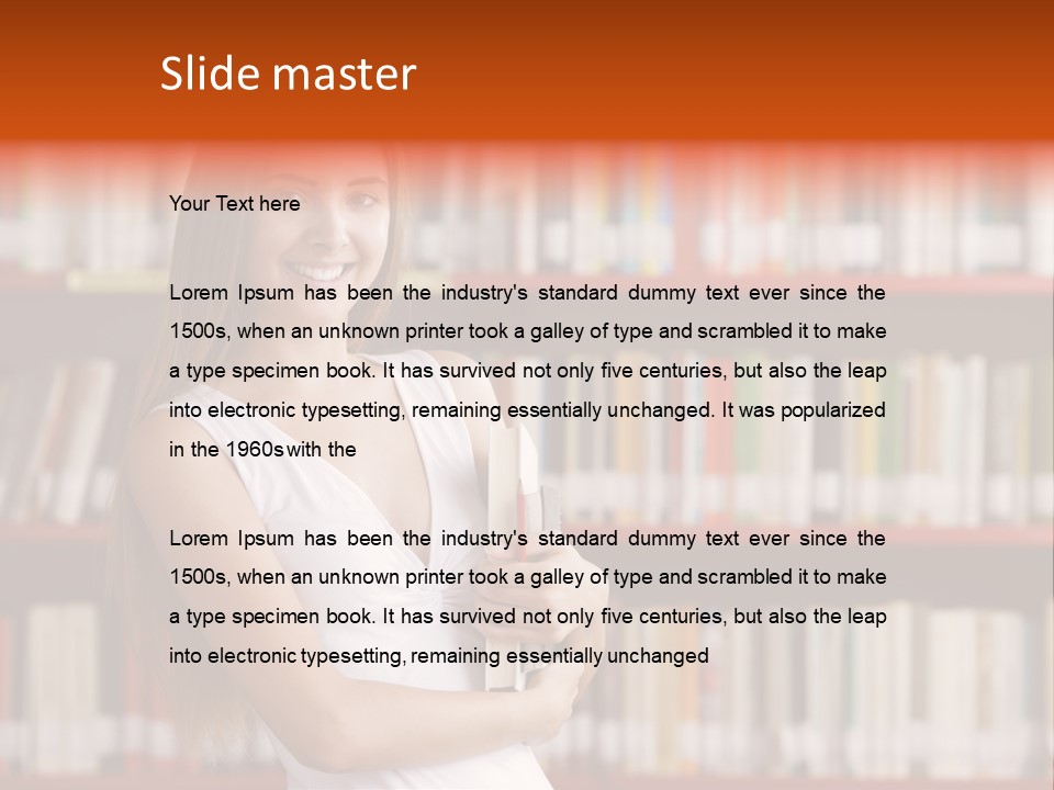 Library Bookshelf Long Hair PowerPoint Template