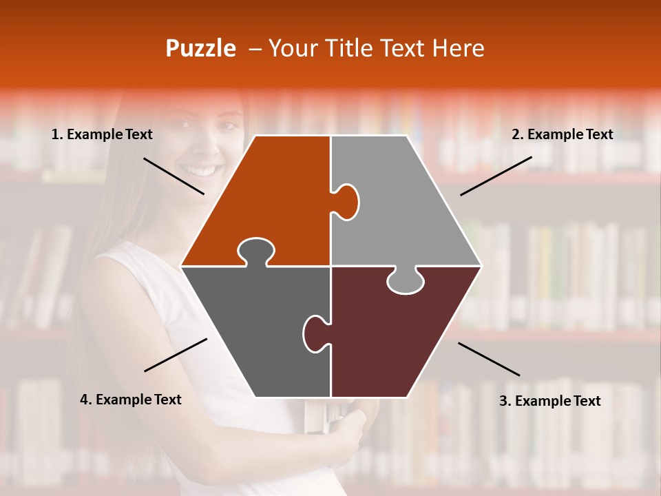 Library Bookshelf Long Hair PowerPoint Template